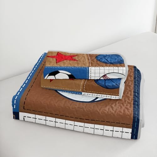 HOSIMA Kids Ball Patchwork Quilt Bedding Set Twin Size with 2 Pillowcases. - Image 5