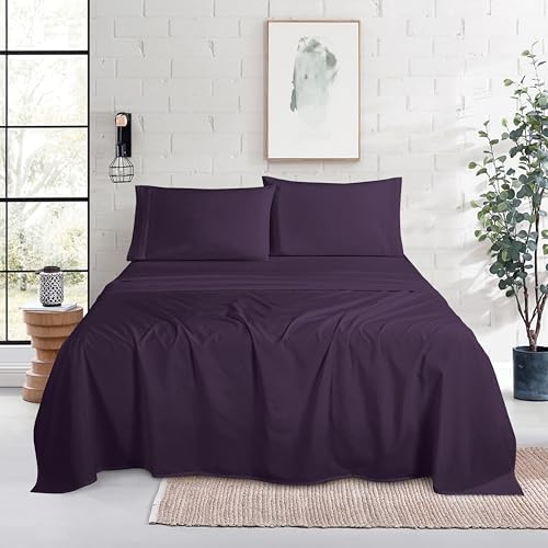 Mocassi Queen Size 4-Piece Bed Sheet Set - 1800 Premium Hotel Quality Microfiber 18-24 Inches Extra Deep Pocket Fitted Sheet- Luxury Soft, Breathable, Wrinkle, and Fade Resistant, Purple - Image 2
