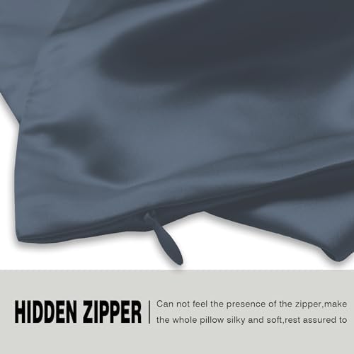 Suatien Mulberry Silk Pillow Cases 2 Pack Queen Size, Space Grey - Image 4