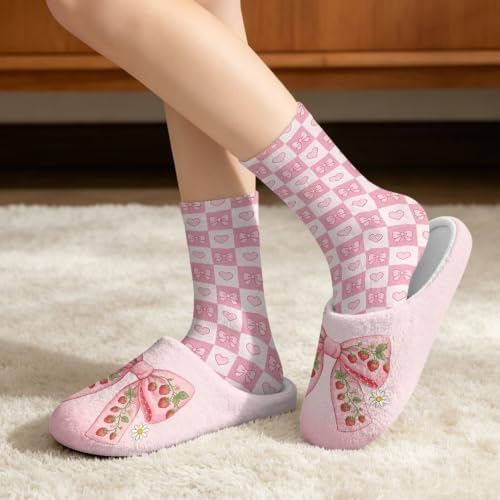 Jeiento Winter Fuzzy Slipper and Crew Socks Warm Winter Shoes Lightweight Soft Cushion House Slipper Bedroom Shoes - Image 2