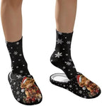 Jeiento Winter Fuzzy Slipper and Crew Socks for Women,Adult Slip-on Close Toe House Slipper,Flat Comfort home Slides - Image 4