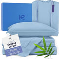 Kickoff Viscose Bamboo Sheets King Size 4-pc 100% Organic Bamboo Viscose Bed Cooling Sheets King Size Set Cool Bedding for hot Sleepers Sheet Set - Gift Ready Packaging (Light Blue, K) by KickoffHome