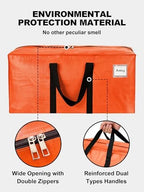 HOMESURE Supports 200lbs Heavy Duty Moving Bags - Strong Zipper & Wrap-Around Handles - Water-Resistant Storage Totes, Durable Alternative to Moving Boxes - 12 Pack - Orange - Image 7