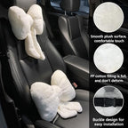 LYFJMUS 4 Pack Plush Bow Car Headrest Pillow and Lumbar Support Pillow Soft Butterfly Car Neck Pillows for Driving Cars Decor - Image 3
