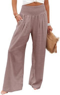 Angerella Womens Elastic High Waisted Palazzo Pants Casual Wide Leg Long Lounge Pant Trousers with Pocket by Angerella