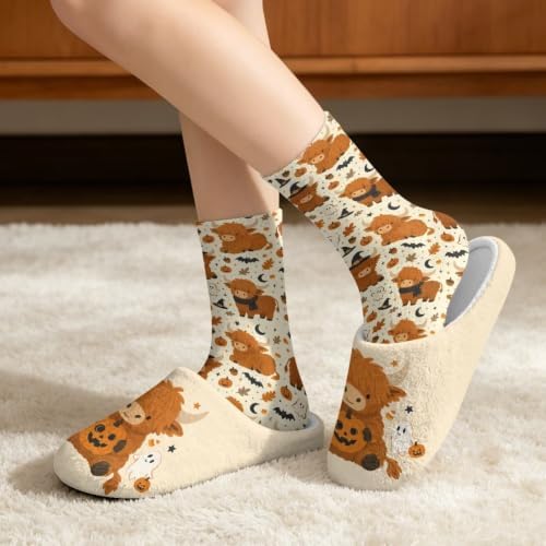 Jeiento Fuzzy Slippers and Sock Set Women's Warm Cozy Memory Foam House Shoes Soft Slip-on Slides - Image 2