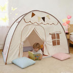 Full Size Bed Canopy for Kids, Indoor Kids Privacy Play Tent, Blackout Sleeping Bed Tents, Portable & Foldable Floor Bed Tents, Cream - Image 7