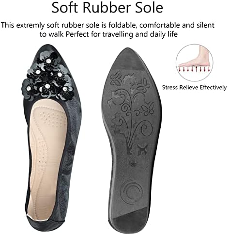 KUNWFNIX Women Ballet Flats Rhinestone Wedding Ballerina Shoes Foldable Sparkly Comfort Slip on Flat Shoes - Image 4