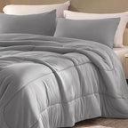 SLEEP ZONE King Size Comforter Set, Breathable Jersey Knit Soft Duvet Insert Set 3 Pieces Bedding Sets for Bedroom All Season, Gull Gray - Image 2