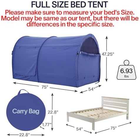 LEEDOR® Bed Tent Dream Tent Bed Canopy Shelter Cabin Sleeping Tent Indoor Bed Curtain Pop Up Privacy Warm Breathable with 4 Doors Twin/Full/Queen for Kids and Adult (Mattress Not Included) - Image 2