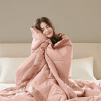 Madison Park Down Alternative Twin Size Blanket for Bed, Satin Trim, Blush - Image 6
