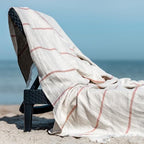 Eden 100% Linen Blanket – Premium European Woven Throw – Extra Large 45x78 in – Multi-Purpose Beach Towel, Sofa Throw, Summer Blanket – Lightweight, Softened, Striped – Made in Europe (Ecru/Brown) - Image 6