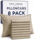 Standard Pillow Cases - 8 Pack Pillowcases, 20" x 26" - Heathered Beige by CGKUnlimited