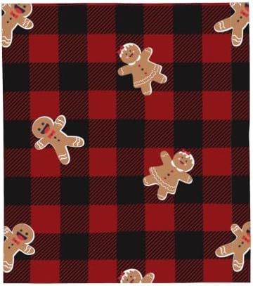 Christmas Gingerbread Plaid Flannel Fleece Throw Blanket - Image 2