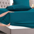Mocassi Queen Size 4-Piece Bed Sheet Set - 1800 Premium Hotel Quality Microfiber 18-24 Inches Extra Deep Pocket Fitted Sheet- Luxury Soft, Breathable, Wrinkle, and Fade Resistant, Marine Blue - Image 5