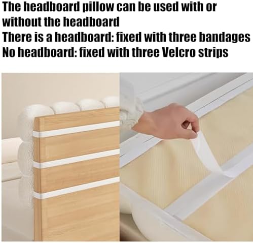 Upholstered Headboard Bed Queen Reading Pillows for Headboard Resting Support Bolster Cushion for Sitting in Bed, Snowball Padded Foldable Backrest for Bedroom Living Room, Khaki 63x24x8 Inch - Image 4