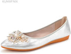 KUNWFNIX Women Ballet Flats Rhinestone Wedding Ballerina Shoes Foldable Sparkly Comfort Slip on Flat Shoes - Image 3