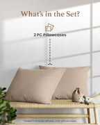 1000 TC Beige King Pillowcases Set of 2 100% Egyptian Cotton Pillow Cases - Image 3