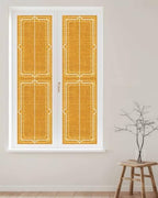 Window Privacy Film Frosted, Ginger Yellow Botanical Reusable Static Cling Window Tints, Vintage Florals Geometric Minimalist Heat Control Windows Films for Offices, Balcony, 29.5 x 118 Inches - Image 2