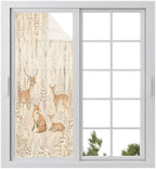 Window Privacy Film Frosted, Thanksgiving Fall Static Cling Door Window Covering, Farmhouse Deer Fox Orange Leaves Vines UV Blocking Windows Film for Office, Hotel, Bedroom, 29.5 x 78.7 Inches by Unknown