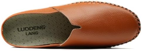 Men’s Slip-On Loafers Mules Clog Handmade Leather Slippers Hand Stitched no-Heel Casual Shoes for Men Breathable Comfortable Soft - Image 5