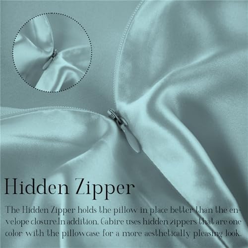 Gabire Mulberry Silk Pillow Cases Set of 2, Both Sides Real Silk Pillow Cover for Hair and Skin Cool Pillowcase Organic Silk Pillowcase 2 Pack with Hidden Zipper, Haze Blue, Queen (20"×30") - Image 4