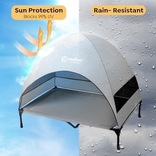 Veehoo Outdoor Dog Bed with Canopy, Cooling Elevated Dog Shade for Outside - Image 2