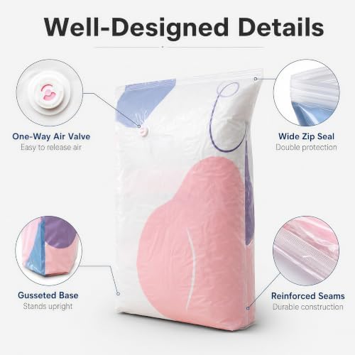 7 Pack No Pump Vacuum Storage Bags, Large Cube Compression Set in 2 Sizes - Image 5