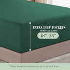 Elegant Comfort 1500 Premium Quality 4-Piece Bed Sheet Set - 18-24 Inch Extra Deep Pocket, Smart Storage Pockets, Wrinkle Free Ultra Soft 4PC Extra Deep Pocket Sheets, Twin/Twin XL, Hunter Green - Image 5
