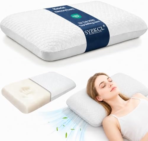 Soft Memory Foam Bed Pillow, 4-Inch Low Profile, Cooling Cover by Unknown