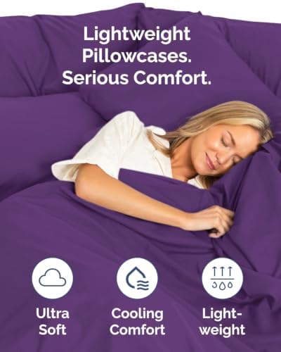 Standard Pillow Cases - 6 Pack Soft Pillowcase Covers - 20" x 26" (Purple) - Image 3