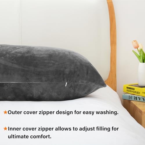 1 MIDDLE ONE Body Pillow, Memory Foam Body Pillows for Adults Sleeping, Long Pillow for Bed, Big Large Firm Full Body Pillow for Side Sleeper, 20x54 Inch, Light Grey - Image 3