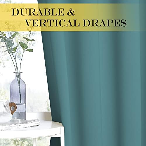 NICETOWN Blackout Patio Curtains 100 x 144 Inches Long for Sliding Door Extral Wide Blackout Curtain Panels Thermal Insulated Room Divider - Grommet Top, 100" W x 144" L, 1 Panel, Sea Teal - Image 4