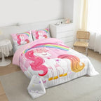 Erosebridal Unicorn Girls Bedding Set Toddler | Kids Rainbow Unicorn Comforter Set Kawaii Cute Reversible Stars Butterfly Quilt Comforter Teens Children Adults Cartoon Room Decor All Season,2 Pcs - Image 4