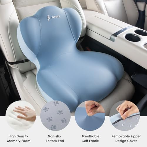 FLORICH Memory Foam Truck Seat Cushion,Car Seat Cushion and Lumbar Support Pillow for Office Chair, Ergonomic Back Support & Sciatica Relief for Long Drives(Blue) - Image 2