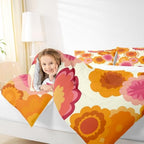 Vintage Floral Print Comforter Set Kids Retro Hippie Flowers Comforter - Image 7
