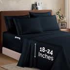 Elegant Comfort 1500 Premium Quality 4-Piece Bed Sheet Set - 18-24 Inch Extra Deep Pocket, Smart Storage Pockets, Wrinkle Free Ultra Soft 4PC Extra Deep Pocket Sheets, Twin/Twin XL, Black - Image 2
