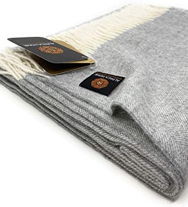 Alpaca Home - 100% Pure Baby Alpaca Eco Herringbone Sofa Throw Blanket, 71" X 51" (Grey)… - Image 2
