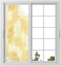 Window Privacy Film Frosted, Yellow Botanical Static Cling Door Window Covering, Summer Palm Leaves Foliage Tropical UV Blocking Windows Film for Office, Hotel, Bedroom, 29.5 x 78.7 Inches by Unknown