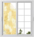 Window Privacy Film Frosted, Yellow Botanical Static Cling Door Window Covering, Summer Palm Leaves Foliage Tropical UV Blocking Windows Film for Office, Hotel, Bedroom, 29.5 x 78.7 Inches by Unknown