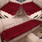 Luxury Thickened Plush Car Seat Cushion Set,Soft Fluffy Protector Warm Faux Rabbit Fur Non-Slip Front and Back Seat Covers (Red,3pcs) by EDVKLNG