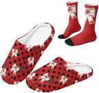 Jeiento Winter Fuzzy Slipper and Crew Socks for Women,Adult Slip-on Close Toe House Slipper,Flat Comfort home Slides by Jeiento