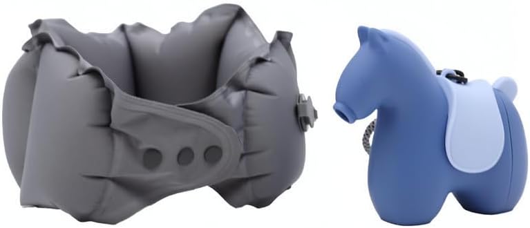 Inflatable U-Shaped Travel Neck Pillow with Compact Storage Case (Blue) by Unknown