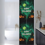 Window Privacy Film Frosted, Halloween Reusable Static Cling Window Tints, Green Spooky Pumpkin Ghost Moonlight Castle Heat Control Windows Films for Offices, Balcony, 29.5 x 118 Inches - Image 3
