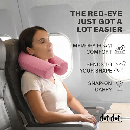 Dot&Dot Twist Memory Foam Travel Pillow for Airplanes - Travel Neck Pillow for Sleeping - Airplane Pillow for Neck Support, Chin, Lumbar and Leg - Adjustable, Bendable Neck Roll Pillow - Image 2