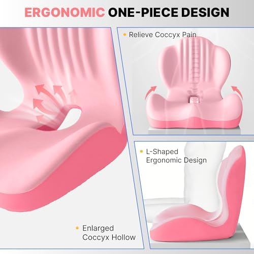 CHANCEE Ergonomic Seat Cushion with L-Shaped Design for Office Chair (Pink) - Image 4