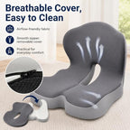 Celnva Orthopedic Seat Cushion – L-Shaped Lumbar Support Memory Foam Comfort for Long Sitting, Ergonomic Support for Office Chair, Wheelchair, Car & Travel (Gray) - Image 4
