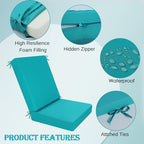 idee-home Outdoor Patio Dining Chair Cushion High Back - Image 2