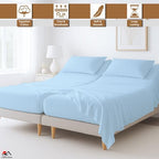 ARlinen 5PC Split King Sheets for Adjustable Bed, 15-Inch Deep, Light Blue - Image 2