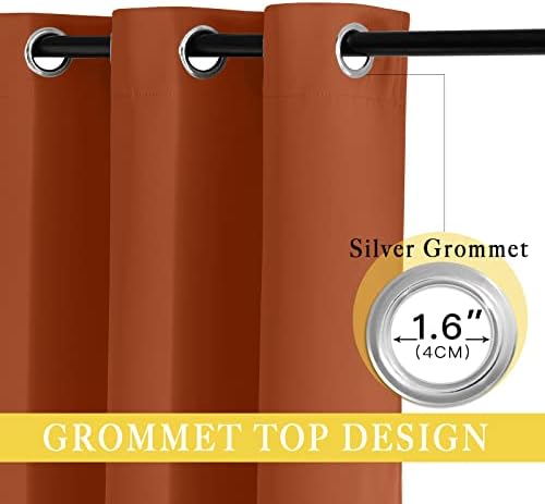 NICETOWN Burnt Orange Blackout Curtain for Sliding Door, Grommet Patio Door Curtain Wide Window Treatment Privacy Thermal Curtain for Bedroom/Living Room (1 Panel, W80 x L95) - Image 3